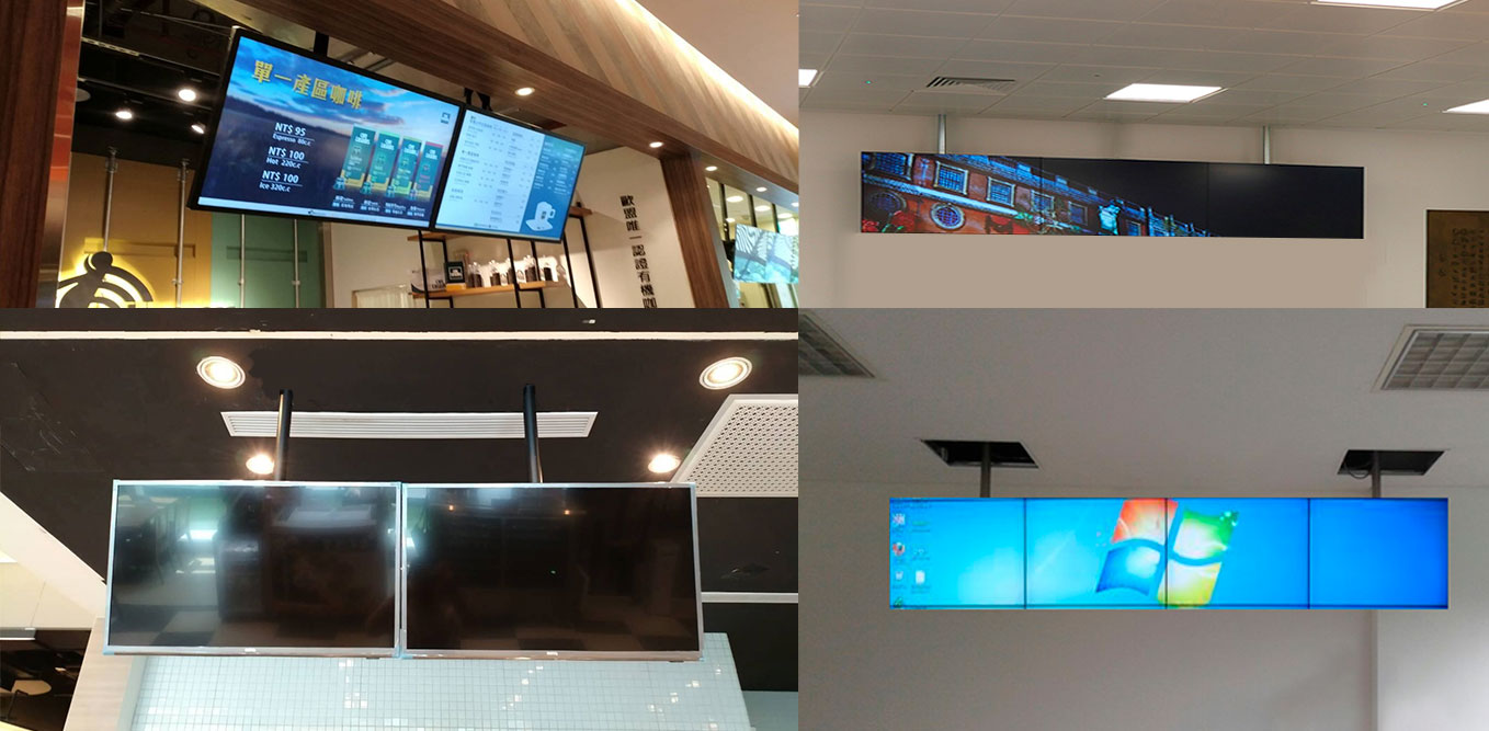 Soporte videowall de techo multipantalla para instalacion de televisores Soporte videowall de techo multipantalla para instalacion de televisores